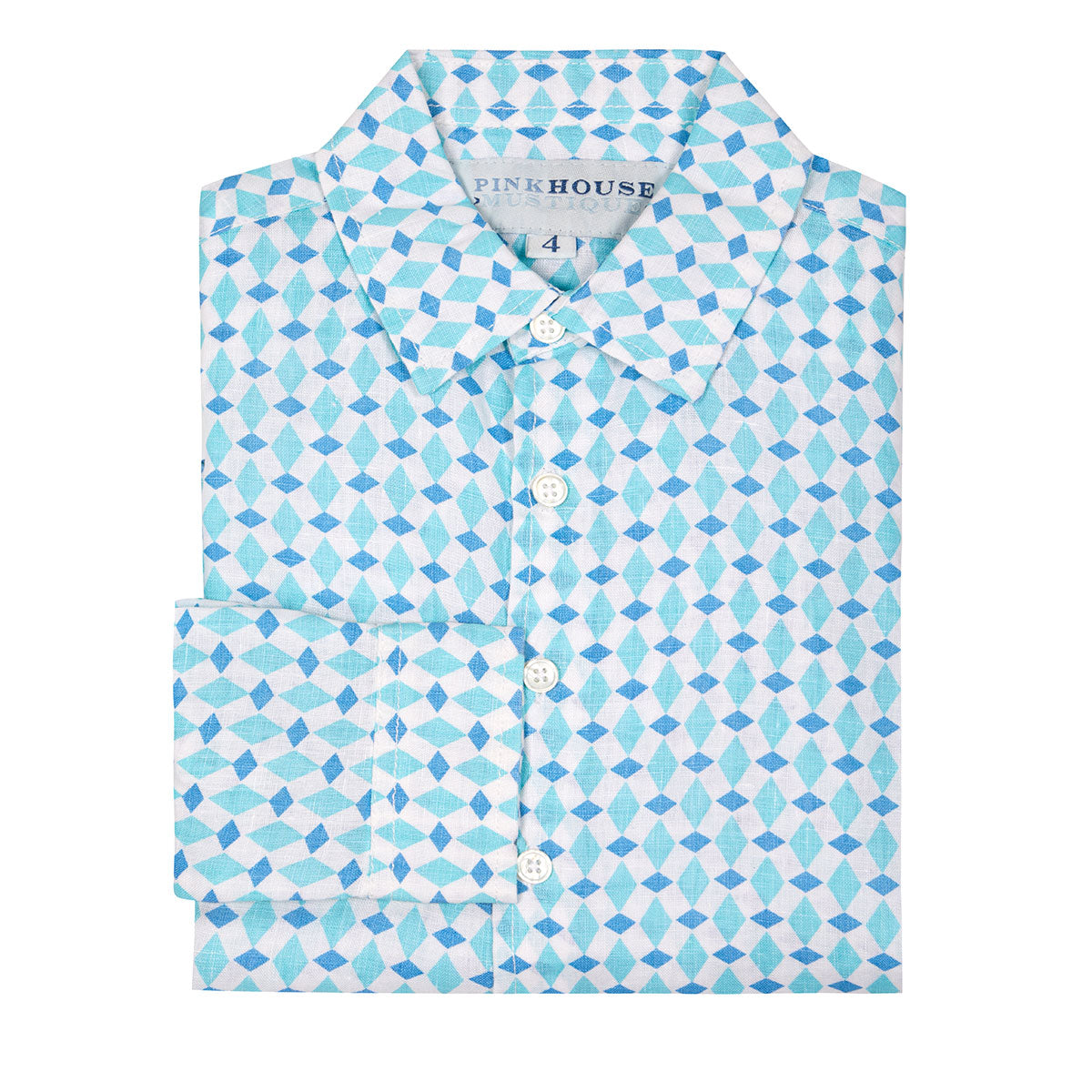 Childrens Linen Shirt: MARRAKECH - BLUE designer Lotty B Mustique kids resort wear