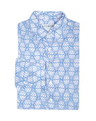 Childrens linen shirt blue Shelltop print