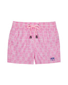 Boys recycled quick dry swim shorts in shelltop pink print