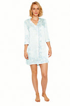 Lotty B Shirt Dress in Silk Crepe-de-Chine (Spiderlily Pale Blue) Front