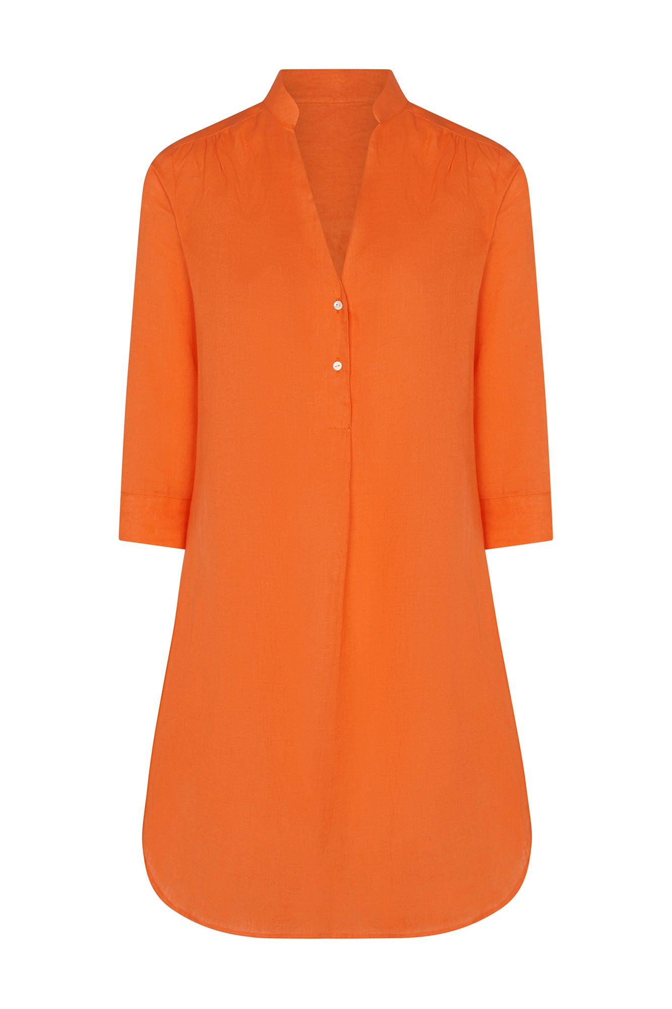 Women's Decima dress in orange pure linen by Lotty B Mustique resortwear