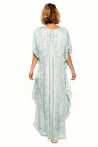 Lotty B Long Kaftan in Silk Crepe-de-Chine (Spiderlily Pale Blue) Back