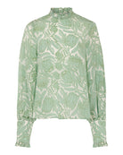 Silk Kelly blouse in Protea sage green and white by designer Lotty B for Pink House  