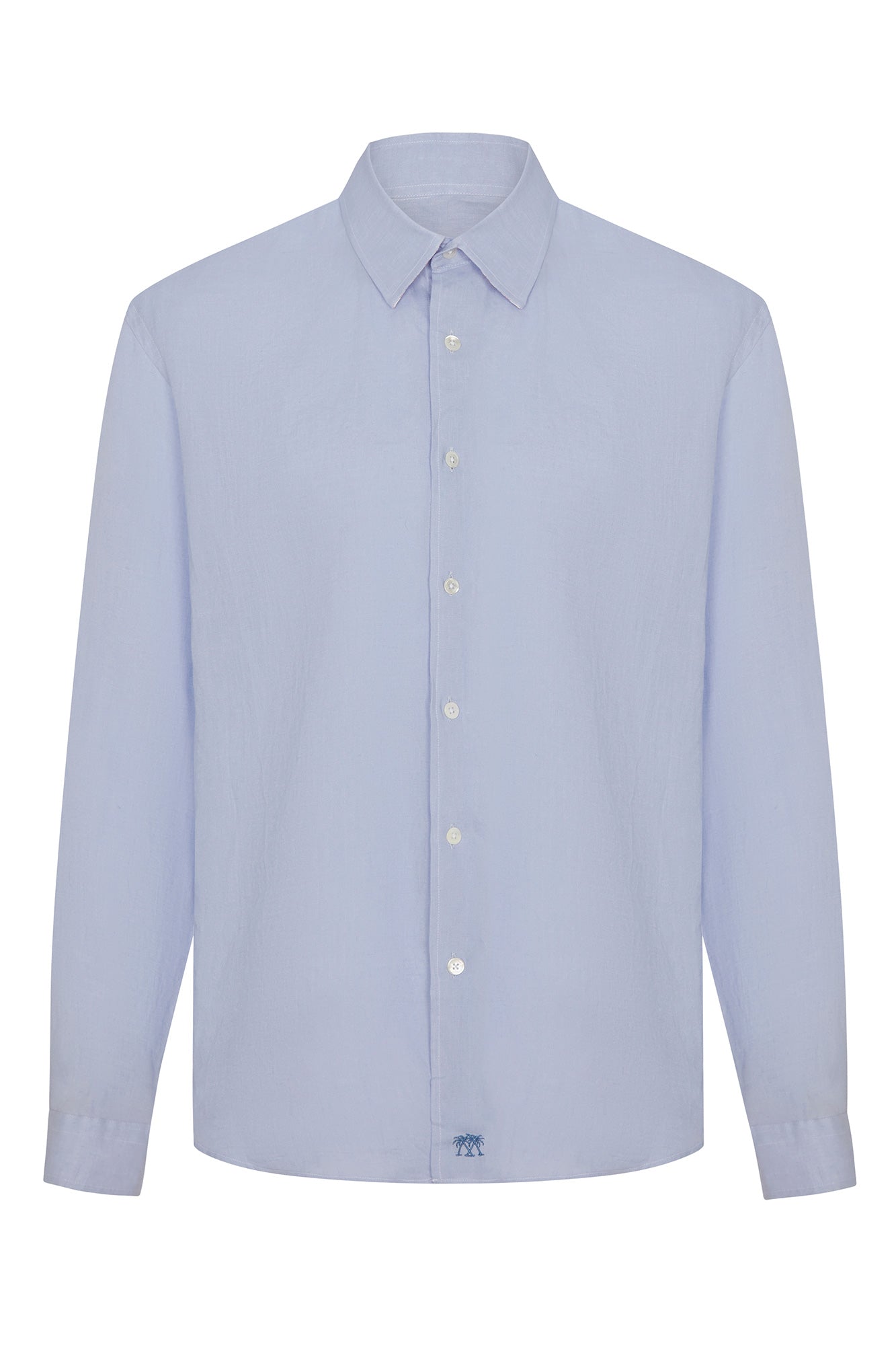 Men's linen shirt plain Azul Blue by Pink House Mustique