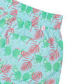 Back pocket detail of mens swim shorts in green and pink Monkey and Palms print by Pink House