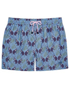 Men's swim shorts in Monkey & Palms blue crafted from premium recycled quick dry fabric 