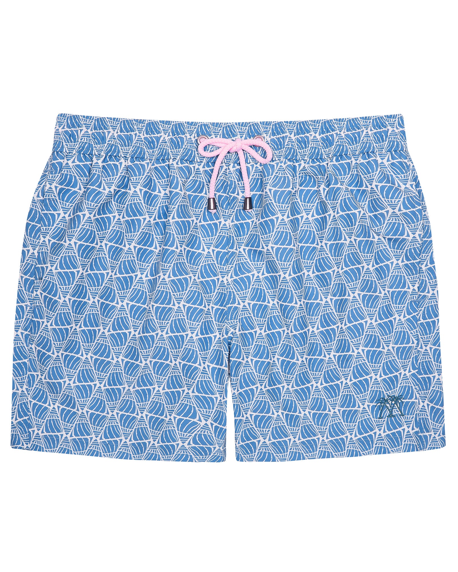 Men's swim shorts in blue Shelltop print crafted from premium recycled quick dry fabric 