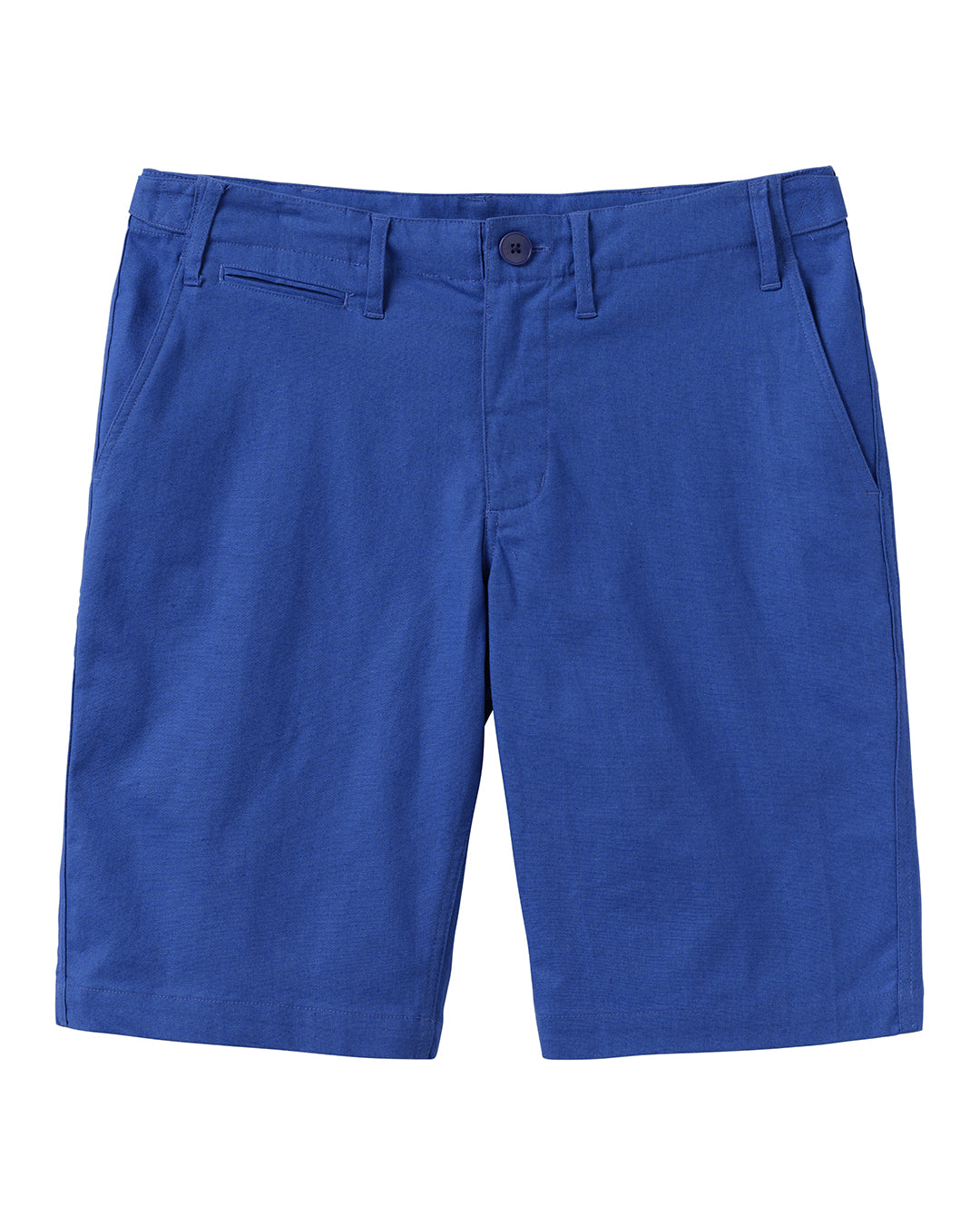 Men's comfortable stretch linen shorts in dazzling blue by designer Lotty B for Pink House Mustique