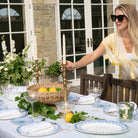 Summer lunches with fine bone china platter in Palms blue design