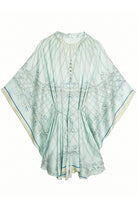 Lotty B Short Kaftan in Silk Crepe-de-Chine (Spiderlily Pale Blue)