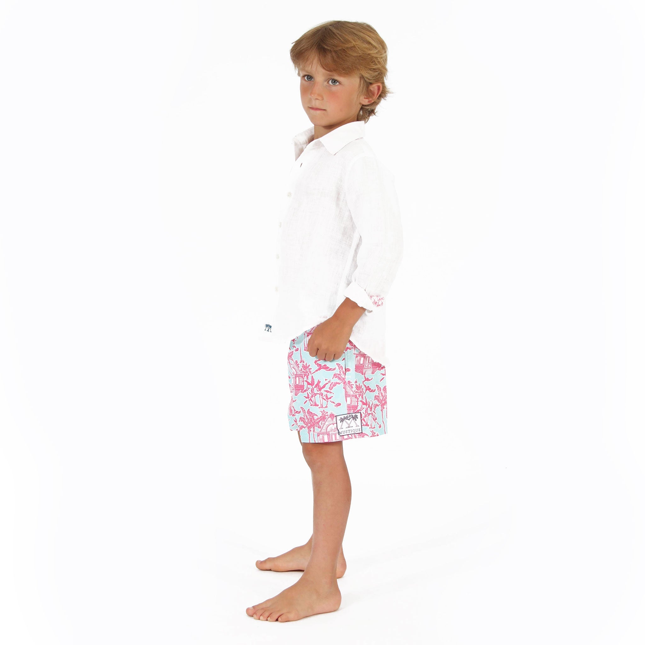 Childrens Linen Shirt: CLASSIC WHITE, side