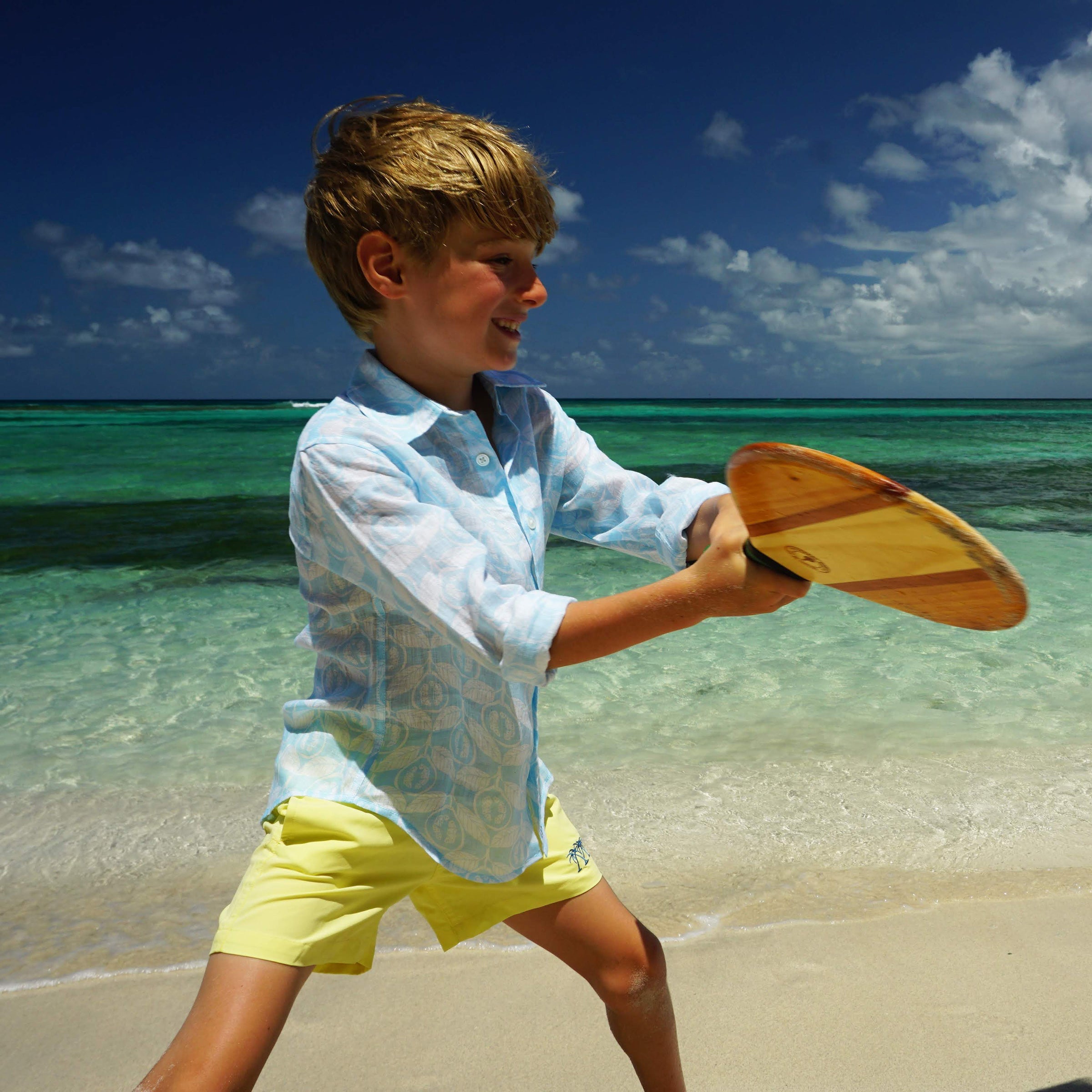 Childrens unisex linen shirt designer Lotty B Mustique kids beach style