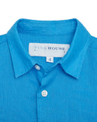 Finest children's linen shirts plain turquoise blue by Pink House Mustique