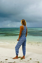 Lotty B Jumpsuit in Silk Crepe-de-Chine: PINEAPPLE - BLUE side Mustique