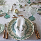 Elegant fine bone china dinner service in Mustique Island green design by Lotty B