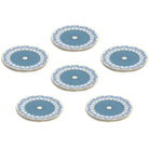 Fine Bone China decorative charger plate set (6 pieces) in Palms blue design by Lotty B