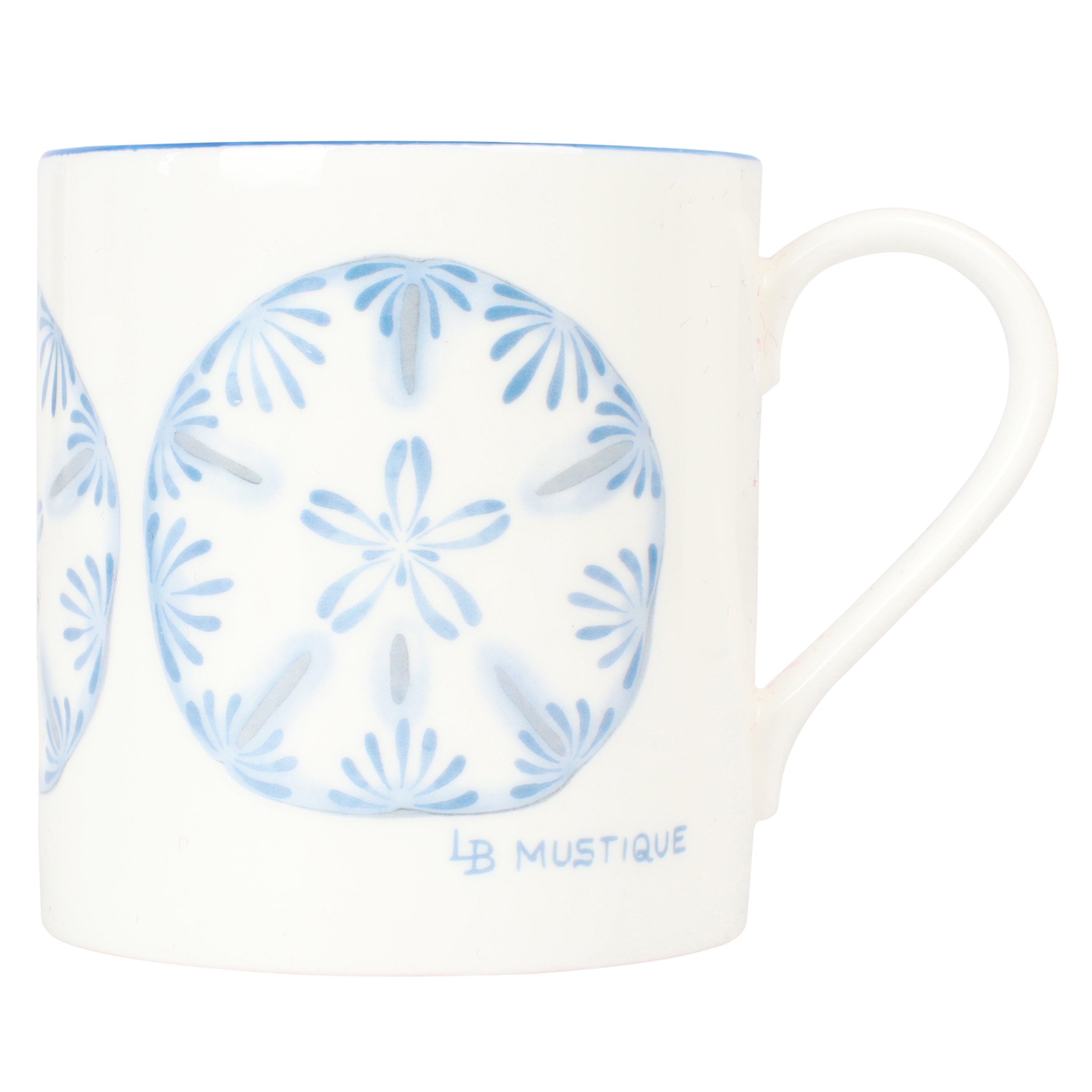 Fine Bone China Mug : SAND DOLLAR - BLUE designer Lotty B Mustique interiors