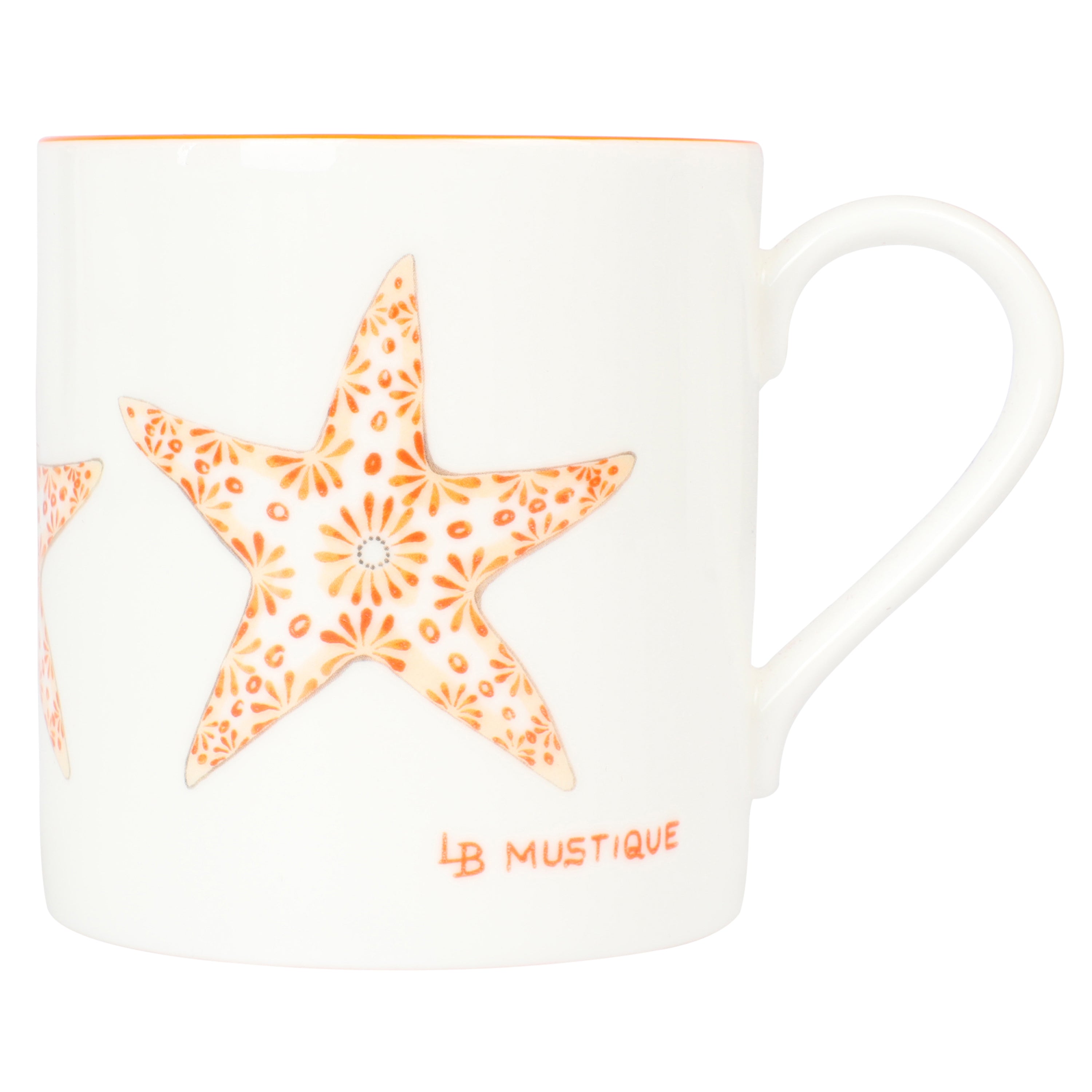 Fine Bone China Mug : SEASTAR - ORANGE designer Lotty B Mustique interiors & exclusive gifts