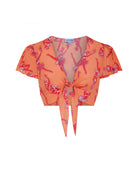 Silk Lyla crop top in Fruit Punch pink and orange print by designer Lotty B for Pink House