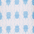 Linen swatch in Beetle blue print by designer Lotty B