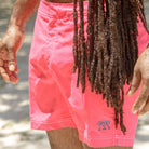 Mens Beach Shorts (Faded Red) Rasta hair Mustique