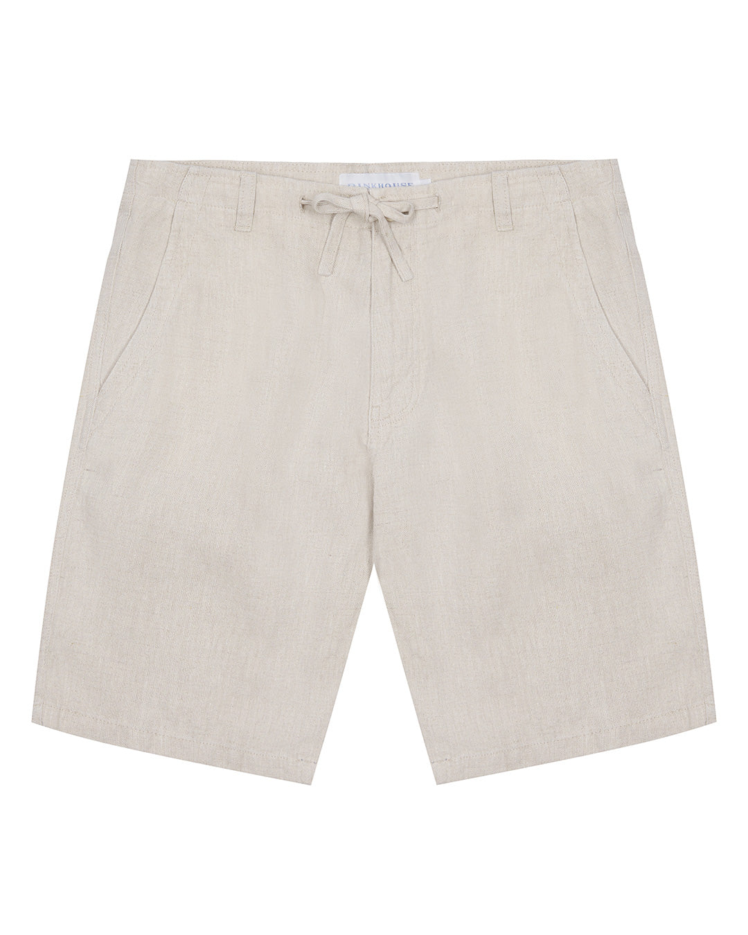 Mens pure linen casual shorts in natural beige by Pink House