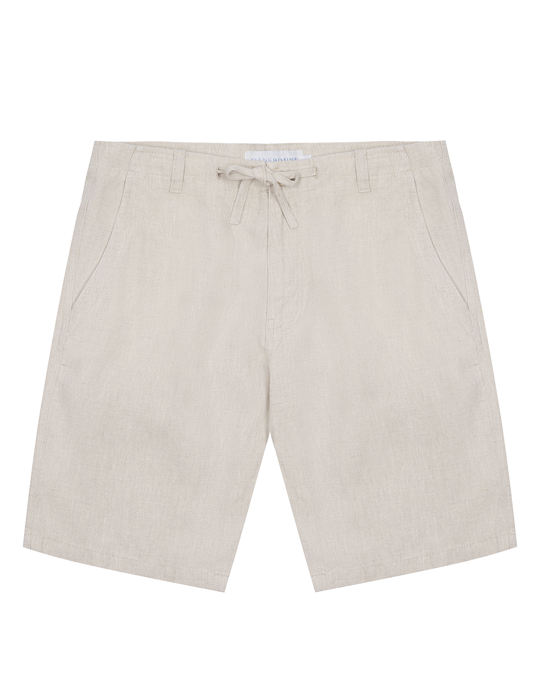 Mens pure linen casual shorts in natural beige by Pink House