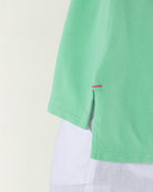 Mens premium pure cotton green polo shirt side tab embroidery detail