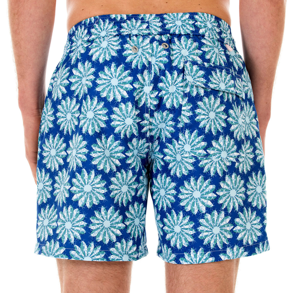 Mens swim trunks : CACTUS - NAVY/GREEN back