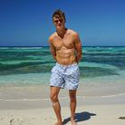 Mens swim trunks : FISH - AIRFORCE BLUE designer Lotty B Mustique beachwear