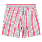 Mens swim trunks : PALM STRIPE - RED, back detail