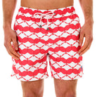 Pink House Mustique Mens swim shorts MANTA RAY RED front