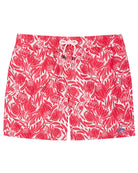 Mens swim shorts recycled fabric in floral protea red and white print