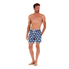 Mens swim trunks : FAN PALM - NAVY Front