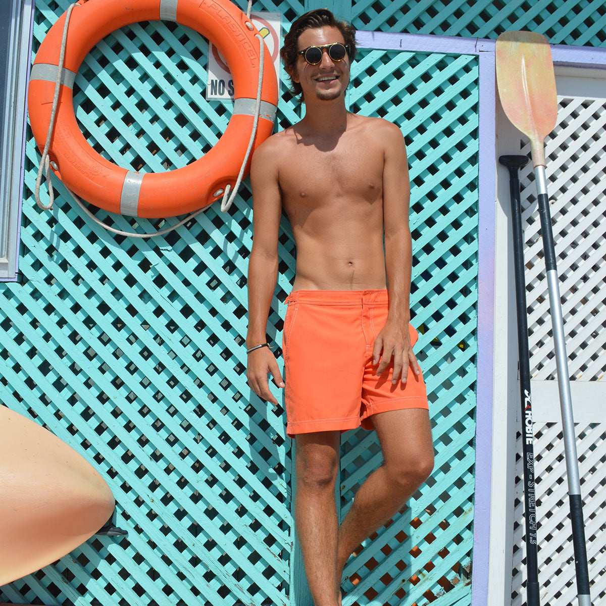 Mens Beach Shorts (Orange) Life