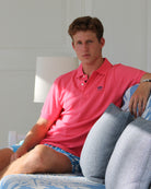 Mens pure cotton pink polo shirt sports style