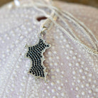 Silver Diamante Mustique Island Pendant - black Zirconium chrystals, Mustique beach life sea urchin