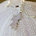 Silver Diamante Mustique Island Pendant - pink Zirconium chrystals, Mustique beach life sea urchin