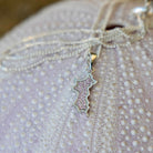 Silver Diamante MINI Mustique Island Pendant - pink zirconium crystals, Mustique beach life sea urchin