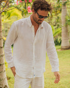 Summer wedding essential mens white linen shirt