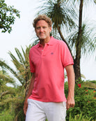 Mens pure cotton pink polo shirt resort style