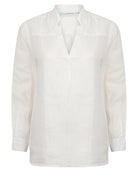 Womens Linen Blouse: CLASSIC WHITE