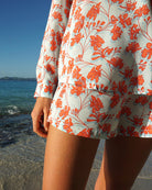 Womens silk shorts designer Lotty B Mustique resort wear